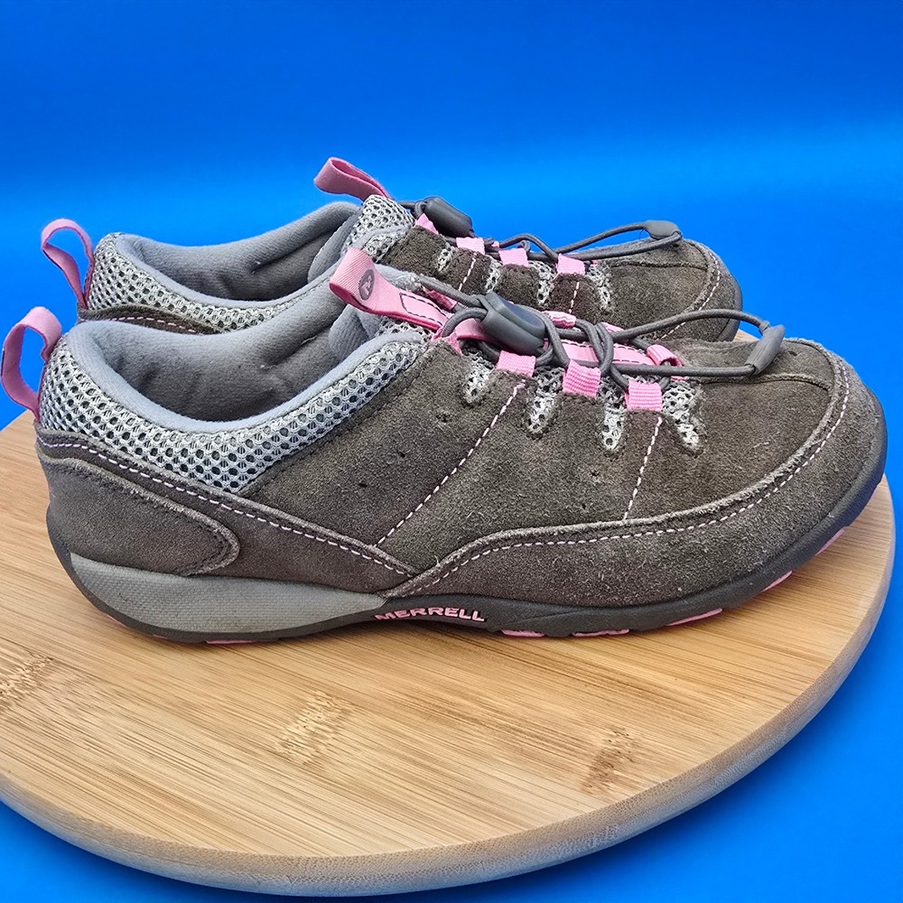 Merrell Mimosa Toggle Kids Juniper Gray‎ Pink Suede Casual Shoes US 6 EU 37